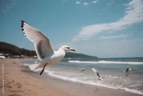 seagull on the beach made by midjourney