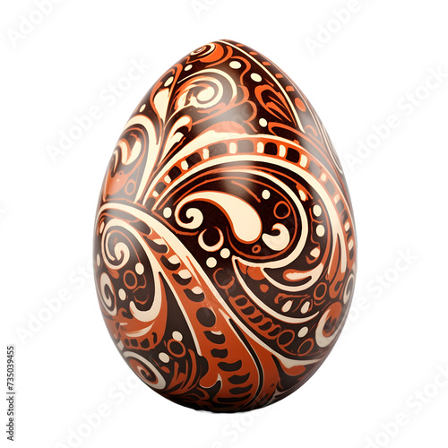 An easter egg with a decorative pattern on a transparent background