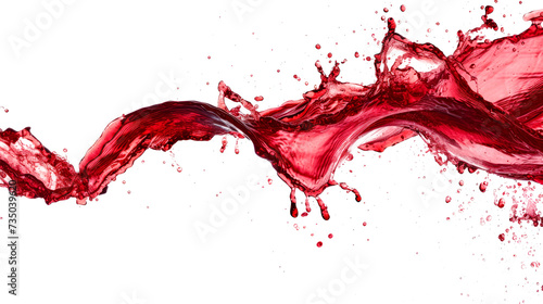 Dynamic Splash of Red Liquid Captured in Mid-Air Against a Transparent Background