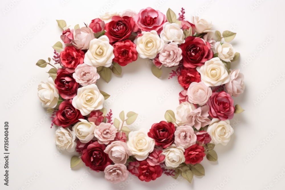 a wreath of roses on a white background a wreath of roses on a white background