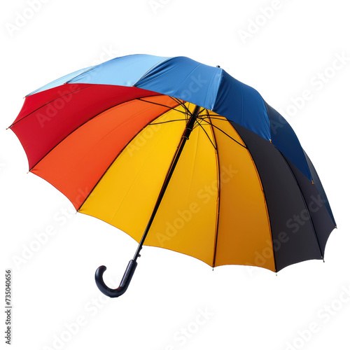 Open a blue  yellow  red umbrella isolated on a white background 