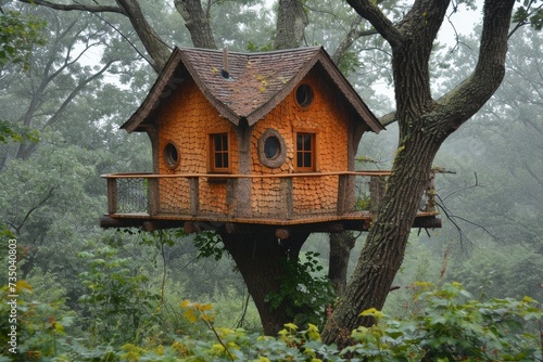 Cute little tree house for kids in the forest © Александр Лобач
