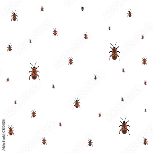 firebugs insect background. Vector Illustration for printing, backgrounds, covers and packaging. Image can be used for greeting cards, posters, stickers and textile. Isolated on white background.