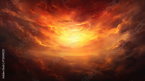 The essence of a big sunset, the grandeur and beauty of the sky as the sun sets in a breathtaking display background Ai Generative