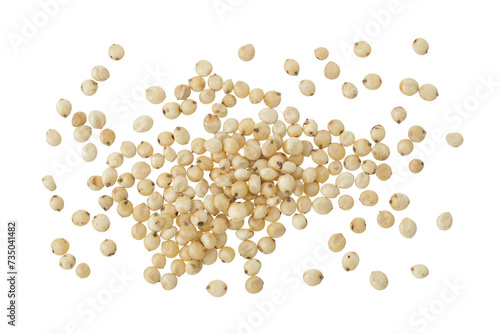 Sorghum seeds isolated on white background. Top view. Flat lay. © kolesnikovserg