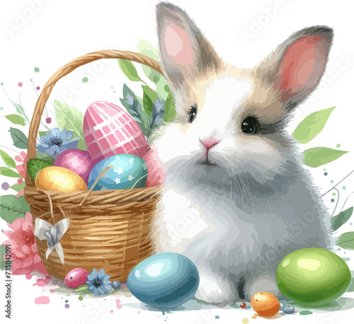 easter bunny and easter eggs
