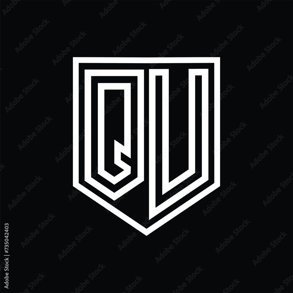 QU Letter Logo monogram shield geometric line inside shield isolated style design QU Letter Logo monogram shield geometric line inside shield isolated style design