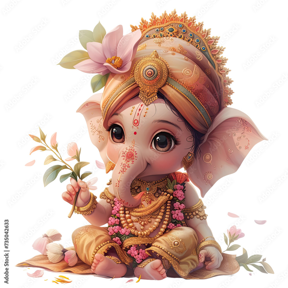 Baby Ganesha watercolor Clipart PNG High quality , Cute Ganesh illustration, royal elephant bundle