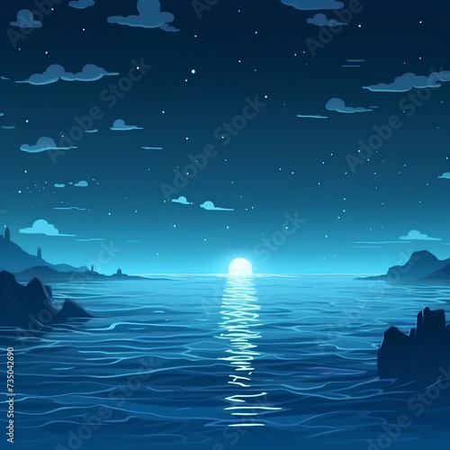 moon and sea made by midjourney