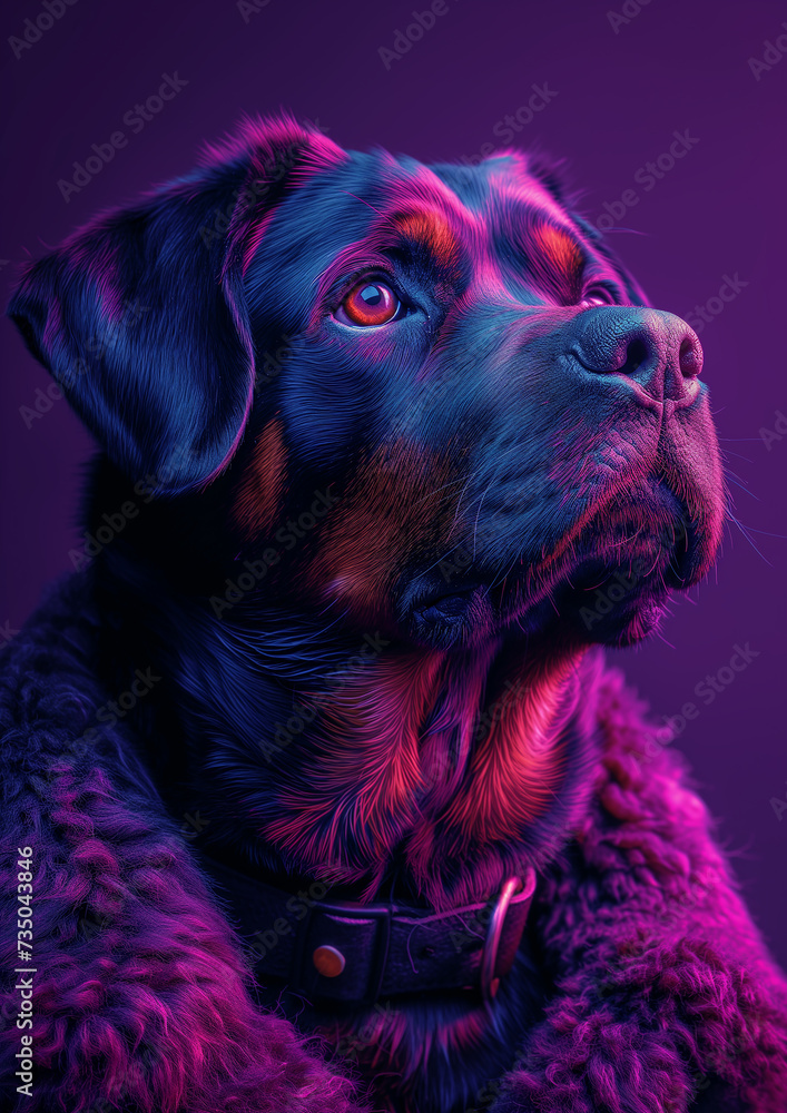Obraz premium rottweiler on violet background