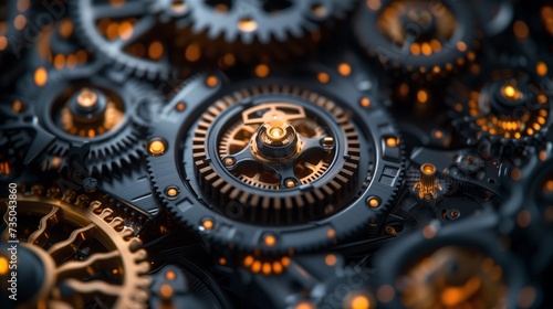 Close up watch of gear in machinery showcasing intricate patterns and symmetry