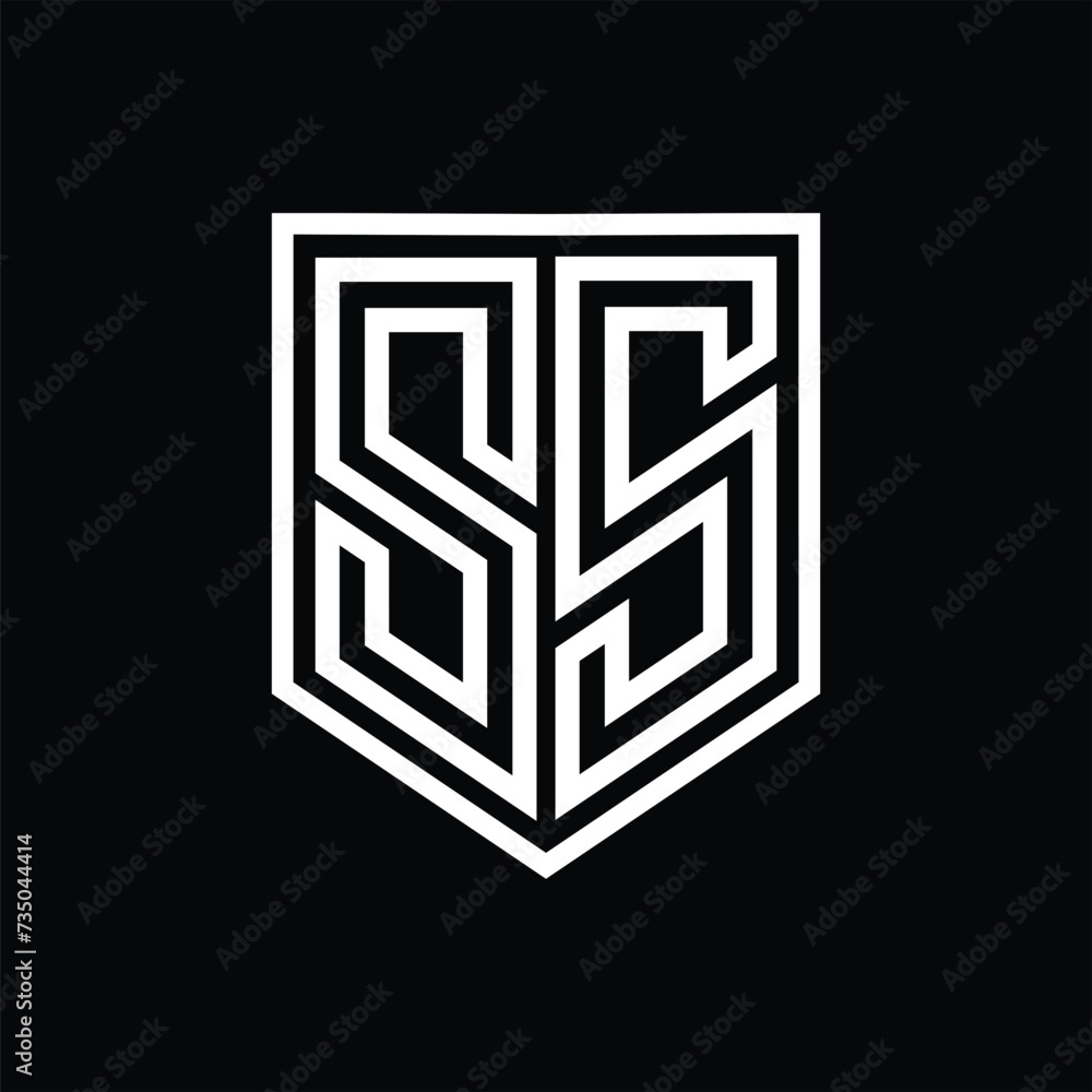 SS Letter Logo monogram shield geometric line inside shield isolated style design SS Letter Logo monogram shield geometric line inside shield isolated style design