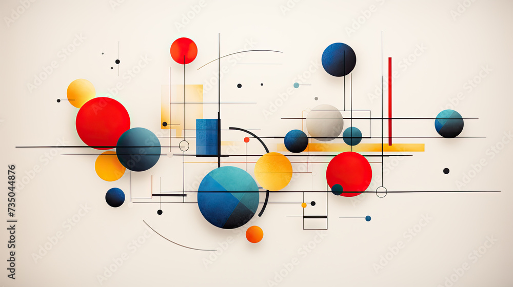 modern creative art made of circles and lines on a white background modern creative art made of circles and lines on a white background