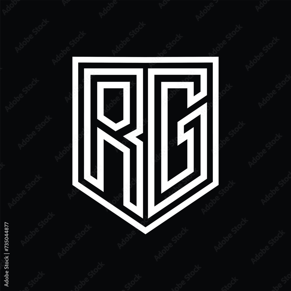 RG Letter Logo monogram shield geometric line inside shield isolated style design RG Letter Logo monogram shield geometric line inside shield isolated style design