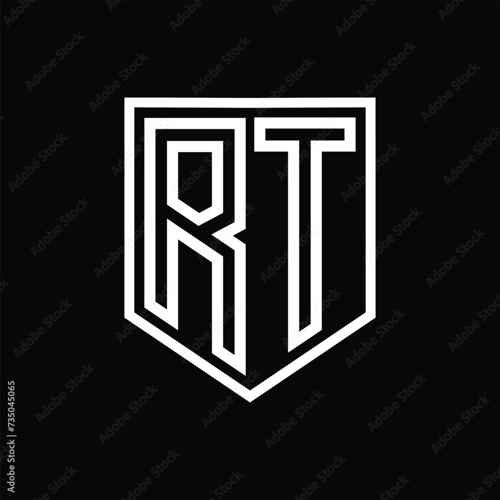 RT Letter Logo monogram shield geometric line inside shield isolated style design RT Letter Logo monogram shield geometric line inside shield isolated style design