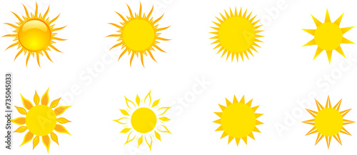 set of sun vector on a white background. Vector illustration