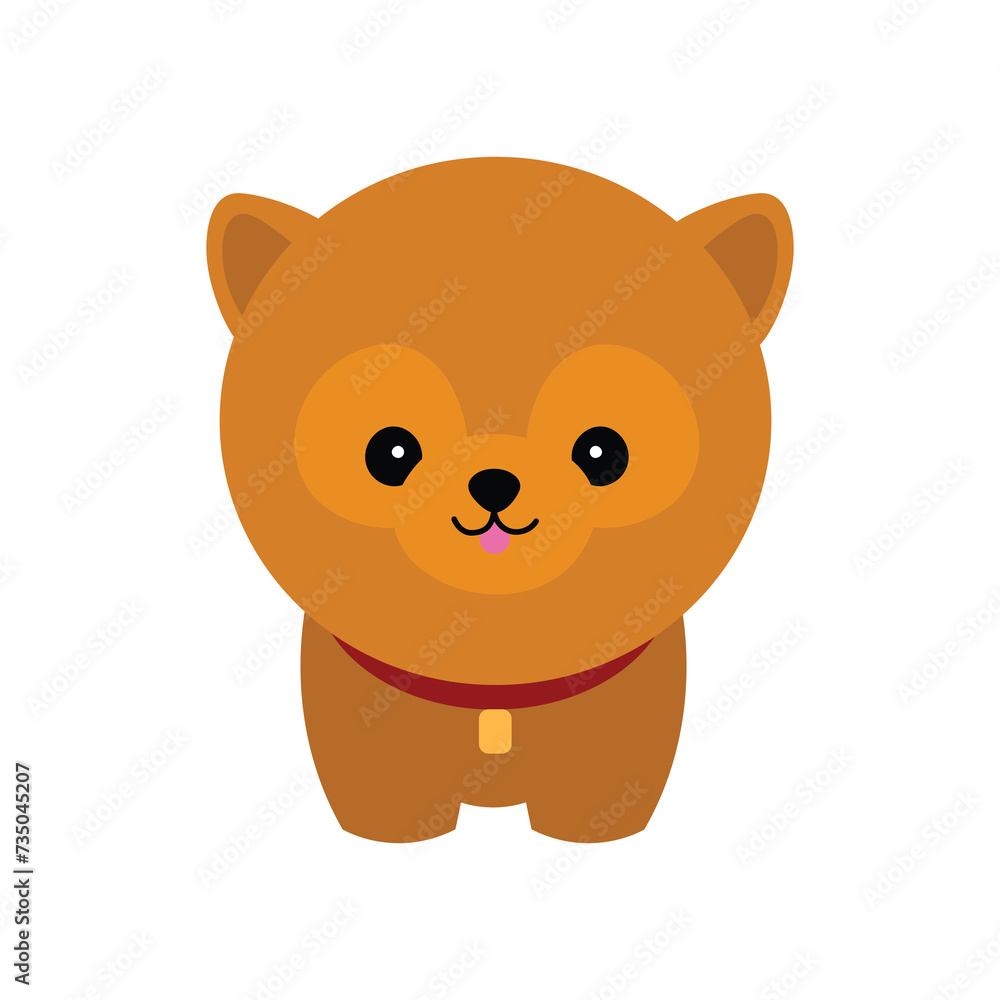 Cute dog vector portrait. Cartoon cutie dog or puppy character design with flat color. Funny pet animal isolated on white background. Brown, white, gray, small, little kids toy. Stickers, wall art Cute dog vector portrait. Cartoon cutie dog or puppy character design with flat color. Funny pet animal isolated on white background. Brown, white, gray, small, little kids toy. Stickers, wall art