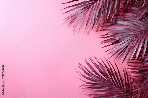 palm leaves in pink  background