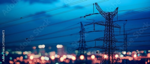 High-voltage power line. The tower with its lines of electric current. construction of lines