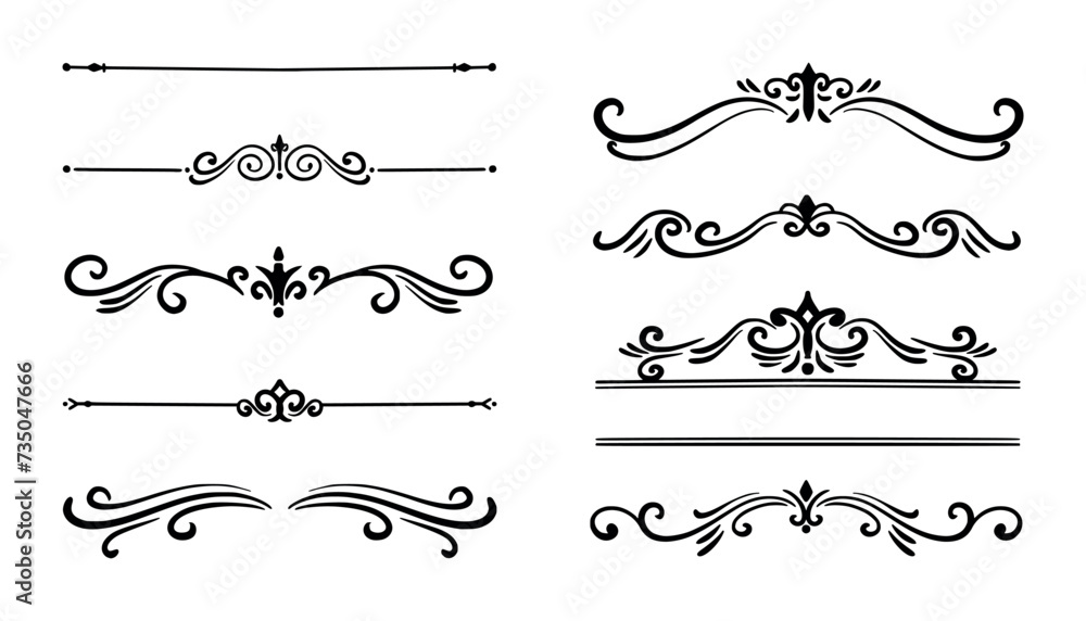 Vintage ornamental Borders elements icon vector set - obrazy, fototapety, plakaty 