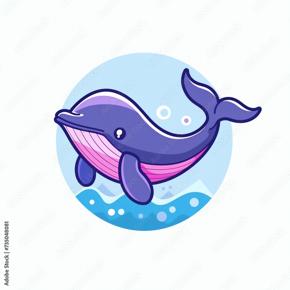 Flat design cute whale vector for logo or branding. Flat design cute whale vector for logo or branding.