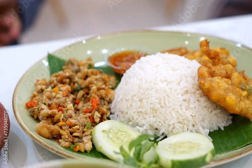 Tempe Penyet Sego Tempong, a traditional food typical of Banyuwangi Indonesia