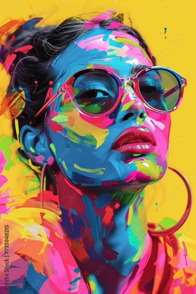 Colourful metaverse painted woman