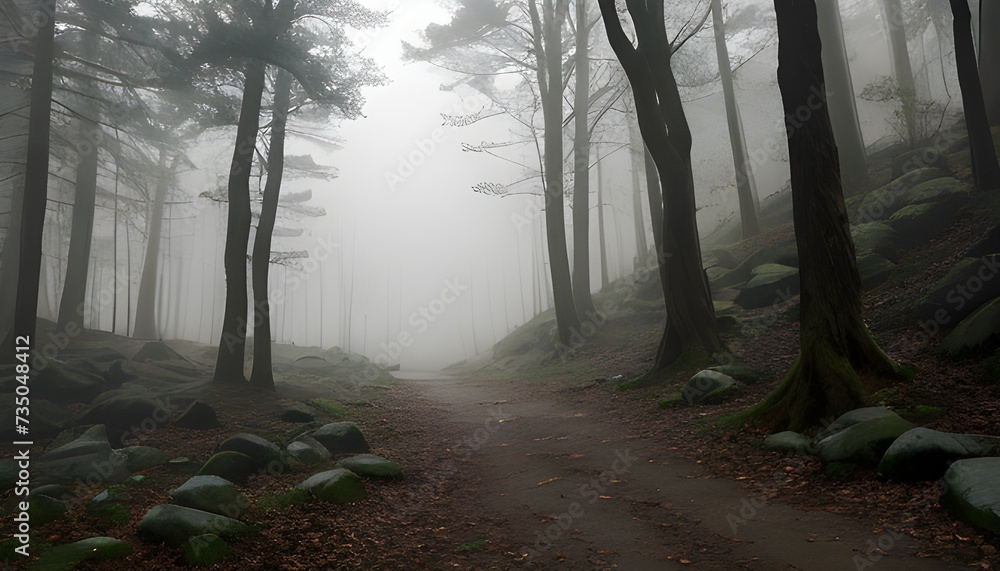 Obraz premium misty morning in the forest