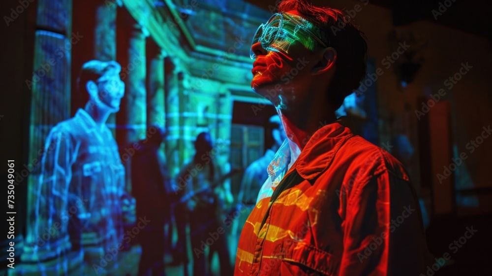 Fototapeta premium In a history cl students actively participate in holographic reenactments of important events gaining a deeper understanding of past