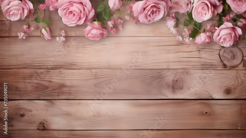 Dusty rose vintage wooden board with seamless texture, adding a touch of romance to the scene. © Creative