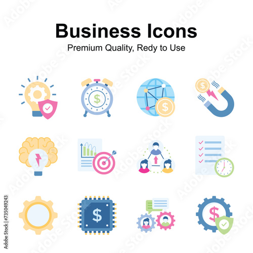 Grab this premium quality business and finance icons set