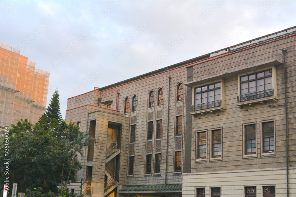 Beautiful view of Zhongshan Hall building at sunset