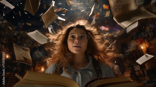 A Woman Standing in a Room Filled With Books