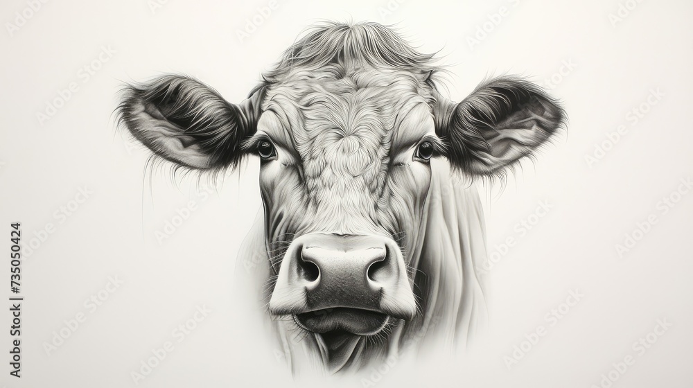 farm drawn cow head
