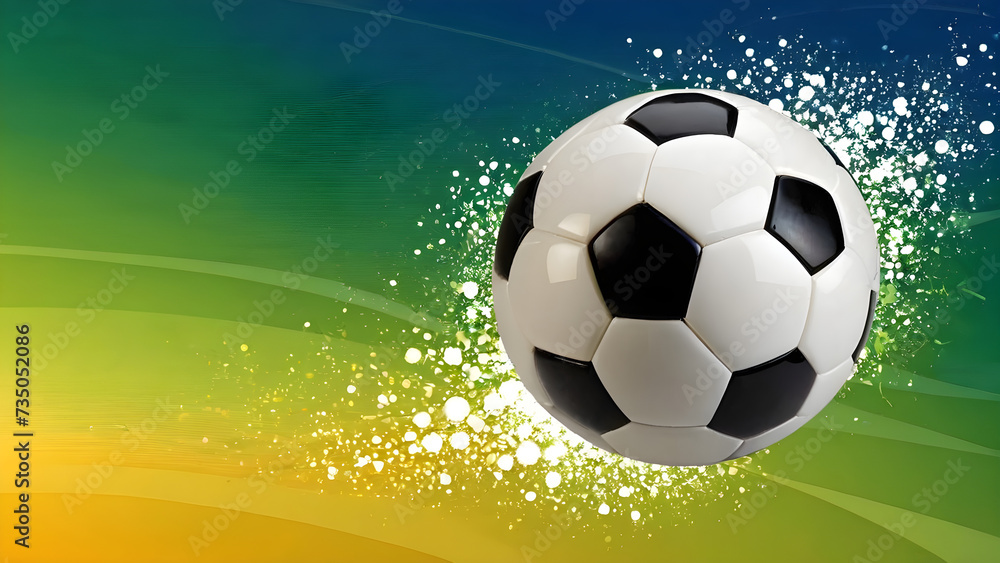 Fototapeta premium A soccer ball against a vibrant, dynamic background, suitable for use as a wallpaper in an ultra theme.