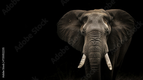 Portrait of an elephant on dark background