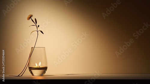 flame candle in holder photo