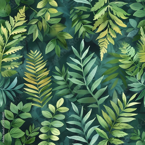 Lush Tropical Foliage Pattern for Tranquil Nature Backdrops