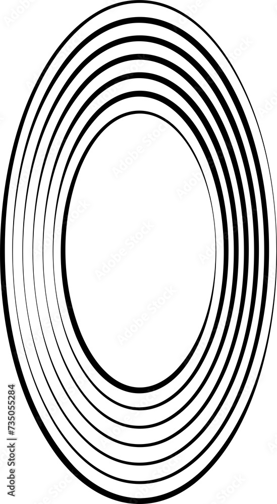 Oval icons with lines. Geometric shape