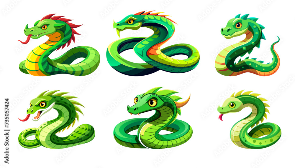 Obraz premium set of snacke vector illustration, green snacke set.