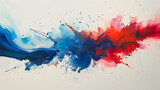 Dynamic Energy: Abstract Art of Blue and Red Paint Splatters on Canvas