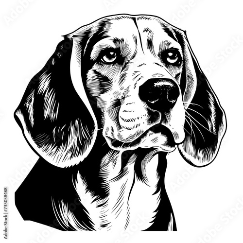 Portrait of a beagle breed dog in vector art style photo