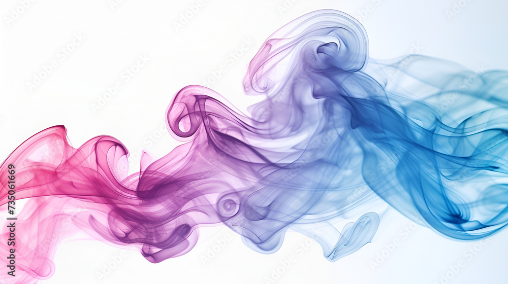 Thick acrid white smoke on a minimalist background,A close of a purple flower on a white background, colorful smoke background