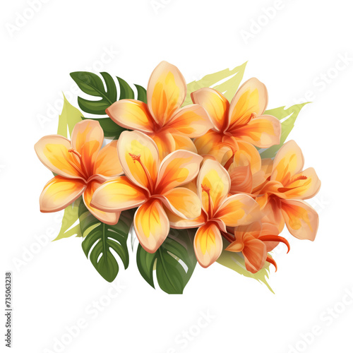 frangipani flower on isolated transparent background, png file