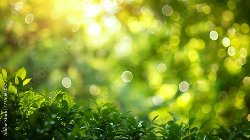 Spring Serenity: Abstract Green Bokeh Lights Background, Ideal for Easter Banners