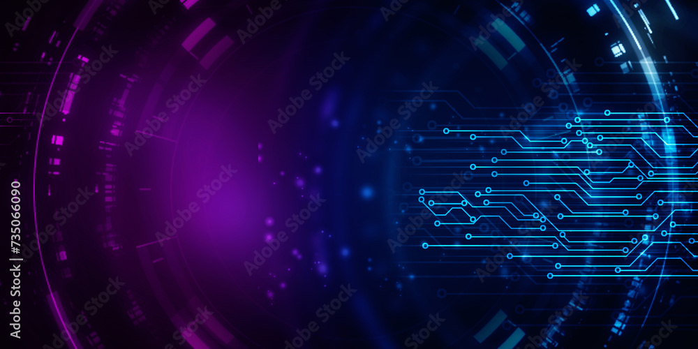 Fototapeta premium 2d illustration Abstract futuristic electronic circuit technology background