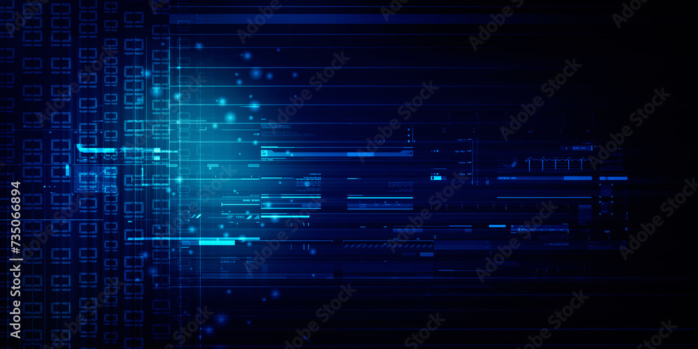 2d illustration Abstract futuristic electronic circuit technology background