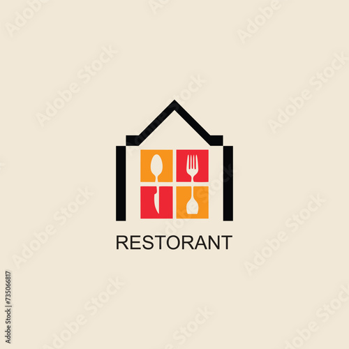 Dining room logo with unique concept premium vector