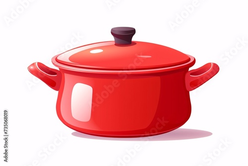 a red pot with a lid