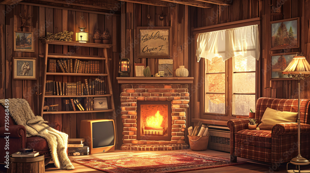 Fototapeta premium Fireplace in the living.